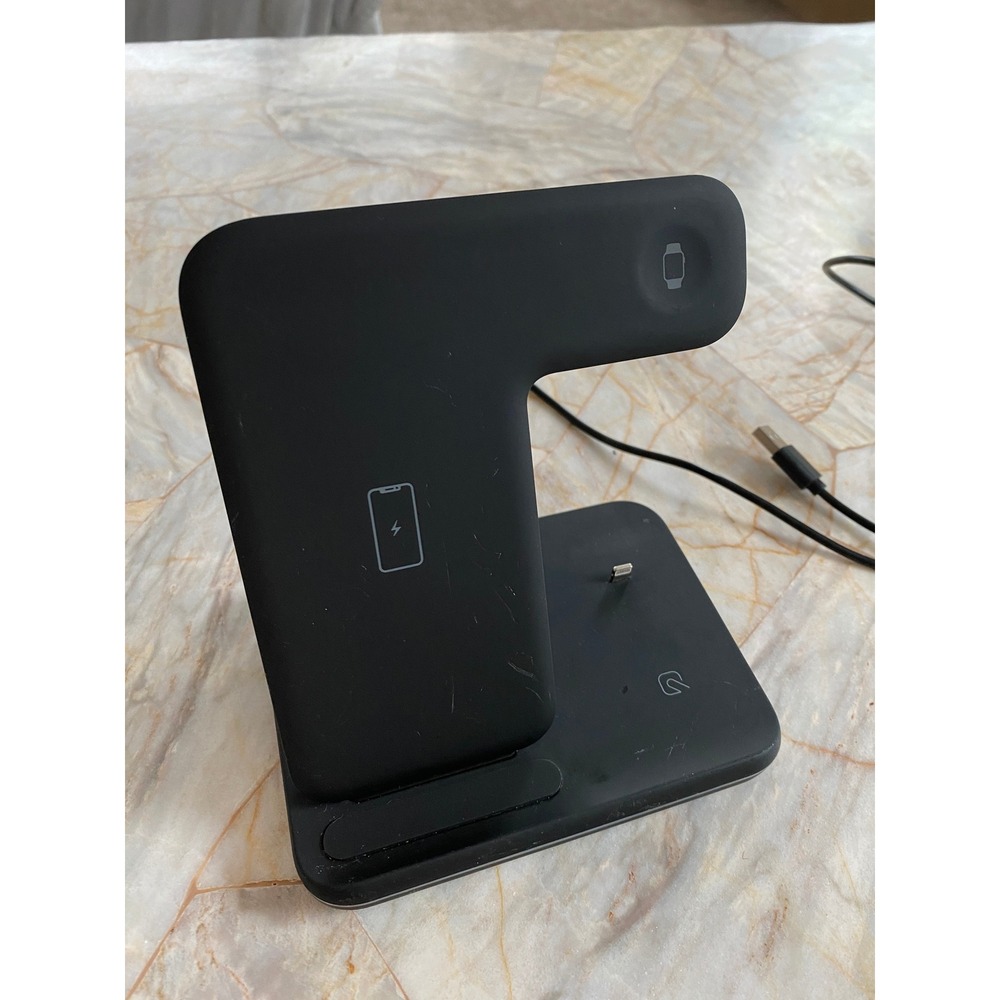 3-in-1 Wireless Charging Station Dock for iPhone Apple Watch AirPods Black